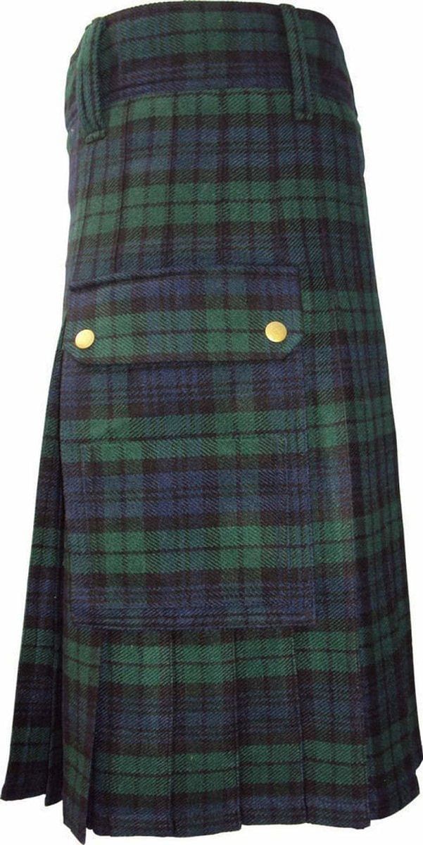 Scottish Modern Black Watch Tartan Utility Fashion Pocket Active Men Kilt - #Kilts Boutique#