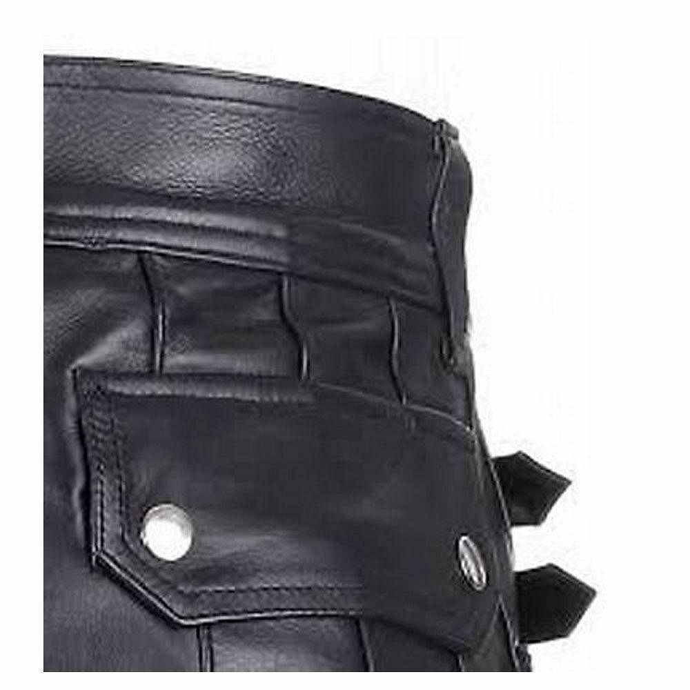 Stylish Black Leather Kilt Twin Cargo Pockets Cowhide Leather - #Kilts Boutique#