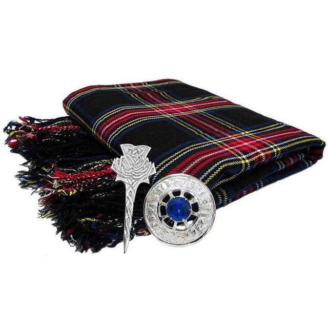 Traditional Scottish Highland Acrylic Wool Tartan Fly Plaids 48" with Brooch & Pin - #Kilts Boutique#