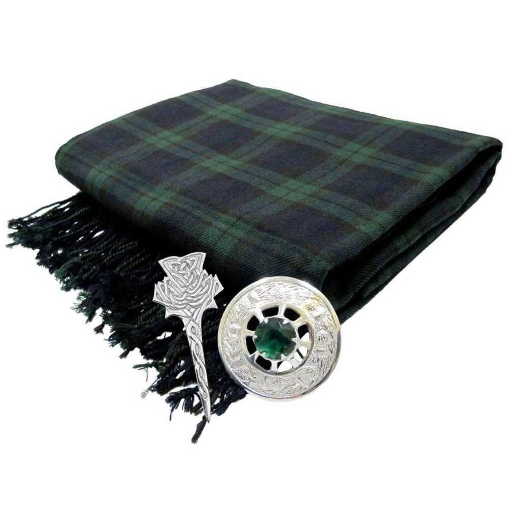 Traditional Scottish Highland Acrylic Wool Tartan Fly Plaids 48" with Brooch & Pin - #Kilts Boutique#