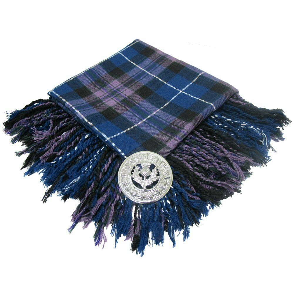 Traditional Scottish Highland Acrylic Wool Tartan Fly Plaids with Thistle Brooch - #Kilts Boutique#