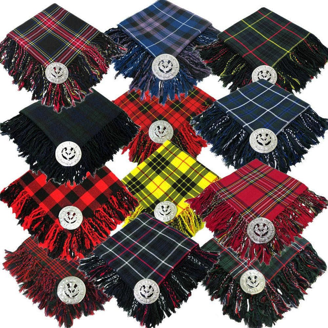 Traditional Scottish Highland Acrylic Wool Tartan Fly Plaids with Thistle Brooch - #Kilts Boutique#