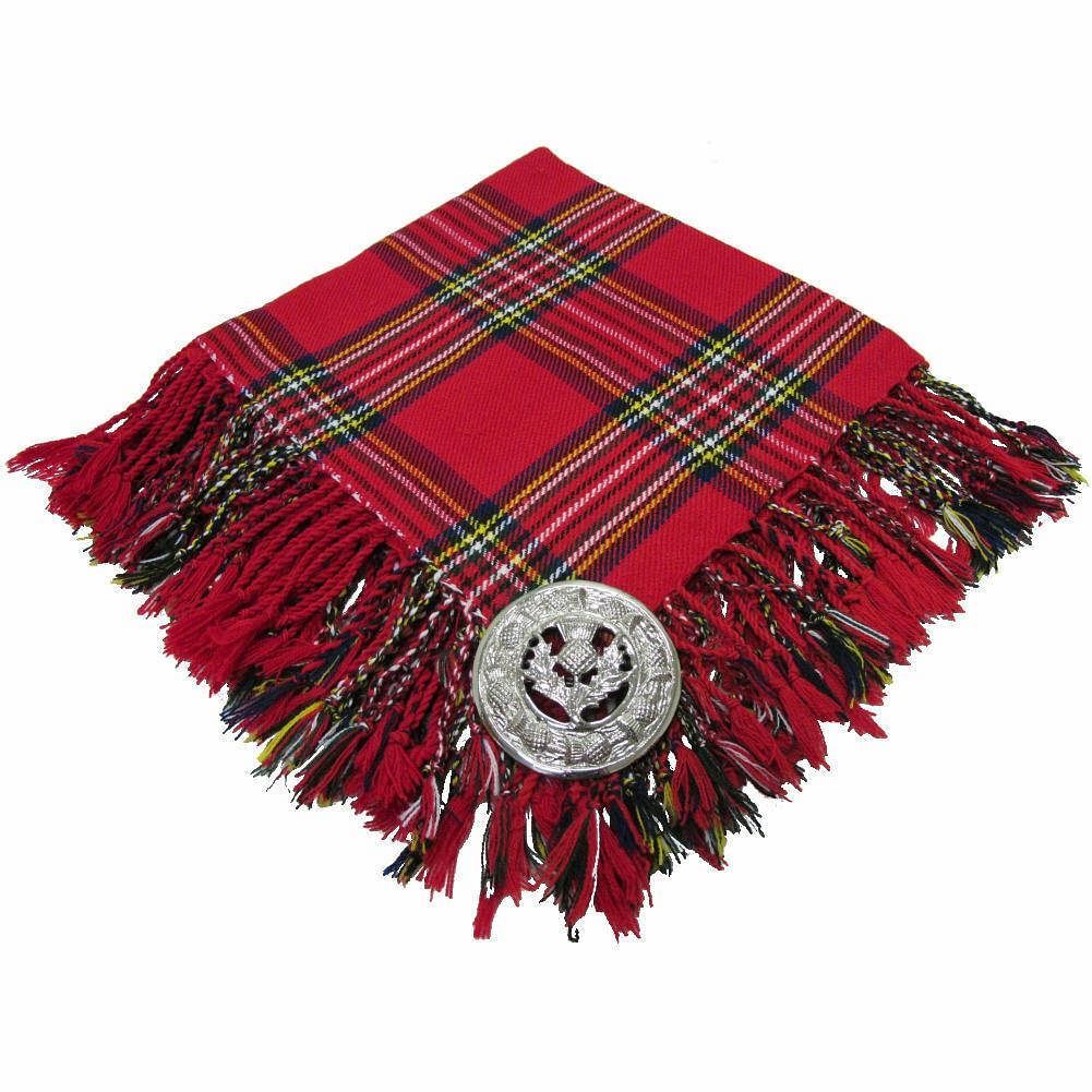 Traditional Scottish Highland Acrylic Wool Tartan Fly Plaids with Thistle Brooch - #Kilts Boutique#