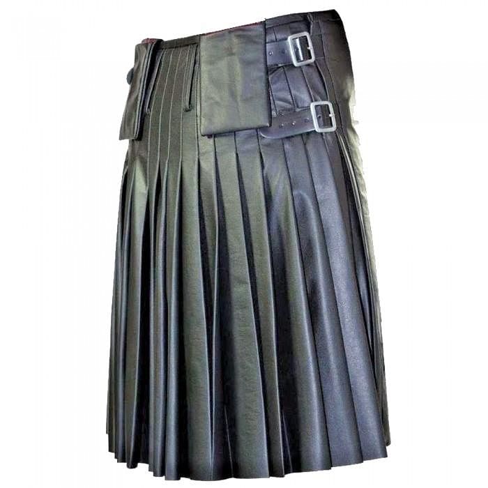 Unisex Gothic leather kilt Scottish kilt with pockets - #Kilts Boutique#