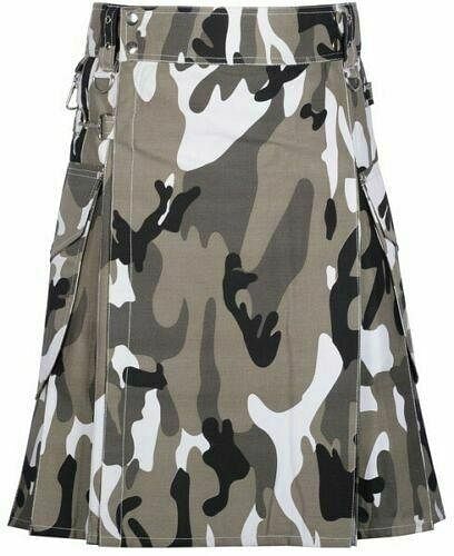 Urban Camo Cotton Utility Kilt with Cargo Pockets - #Kilts Boutique#