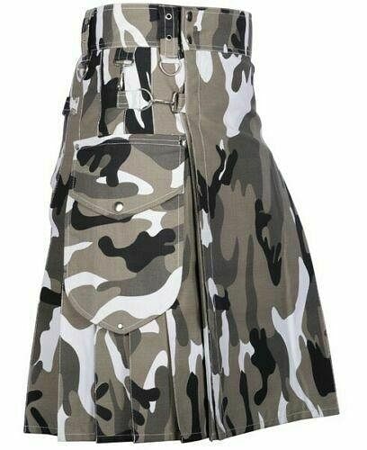 Urban Camo Cotton Utility Kilt with Cargo Pockets - #Kilts Boutique#