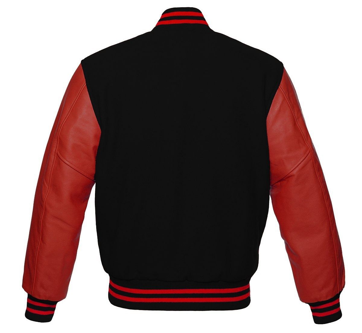 Varsity Letterman baseball jacket Wool Body & Leather Sleeves Black & Red Classic - #Kilts Boutique#
