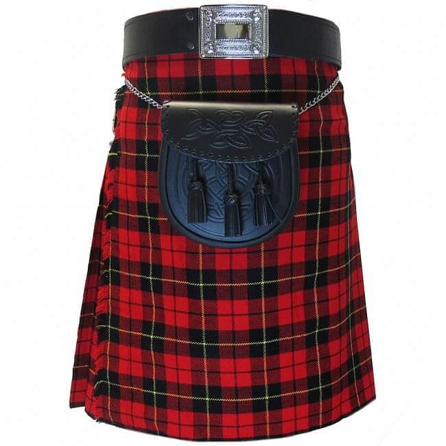 Wallace Tartan Traditional Scottish Men's Kilt Outfit , Buckle, Belt, Sporran Set