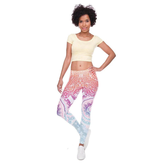Women Fashion Legging Aztec Round Ombre Printing leggins Slim High Waist Leggings Woman Pants - #Kilts Boutique#