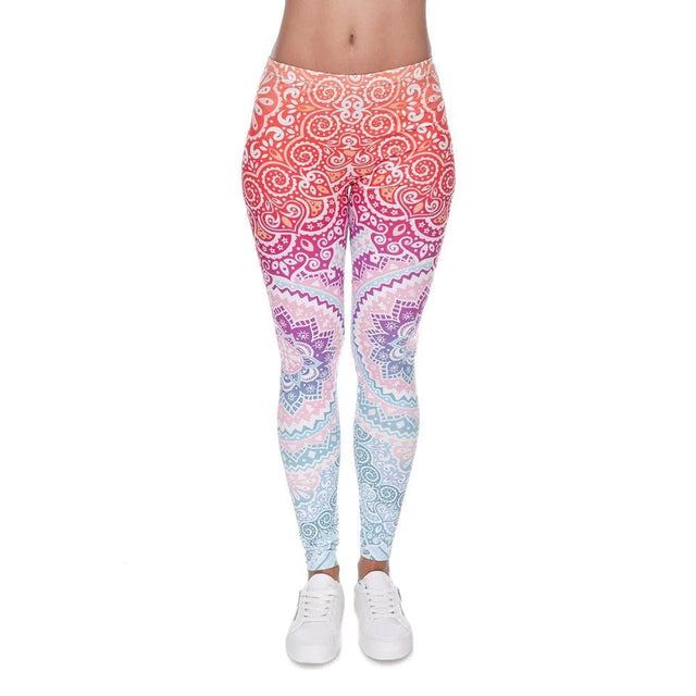 Women Fashion Legging Aztec Round Ombre Printing leggins Slim High Waist Leggings Woman Pants - #Kilts Boutique#
