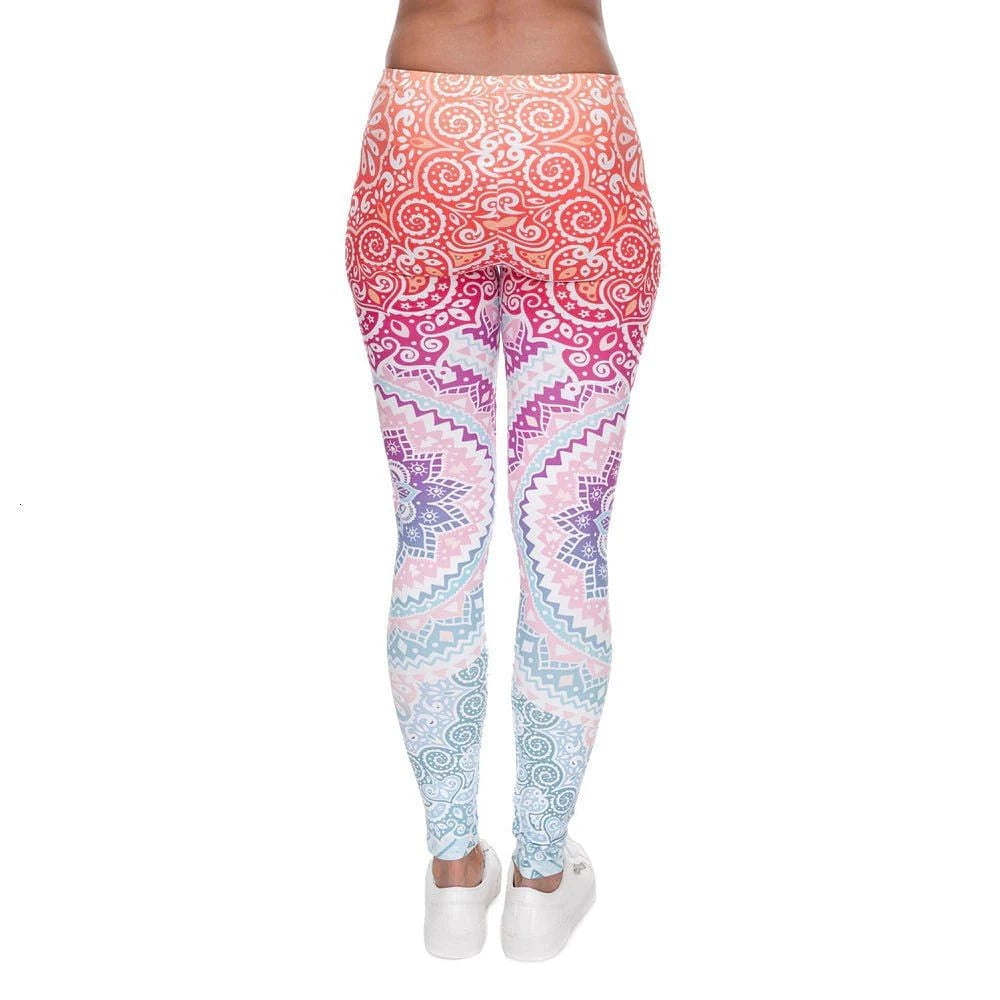 Women Fashion Legging Aztec Round Ombre Printing leggins Slim High Waist Leggings Woman Pants - #Kilts Boutique#
