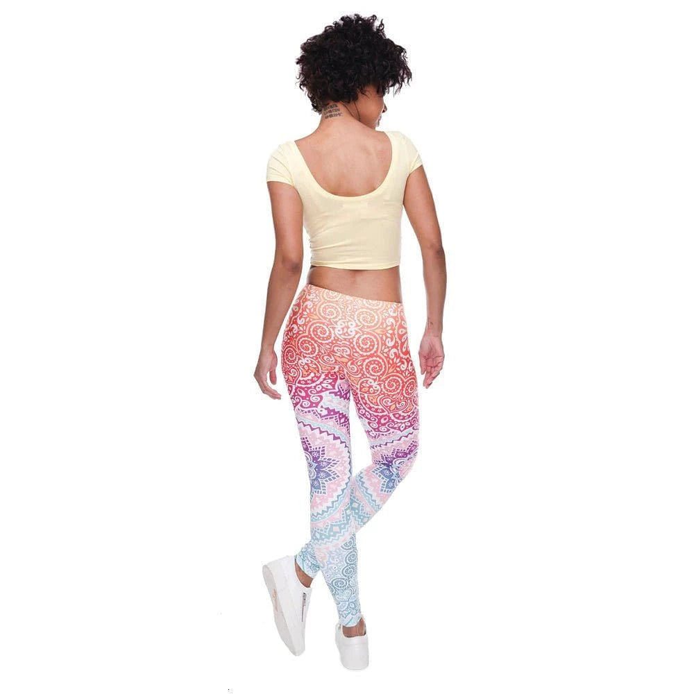 Women Fashion Legging Aztec Round Ombre Printing leggins Slim High Waist Leggings Woman Pants - #Kilts Boutique#