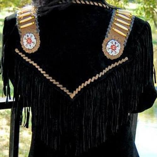 Women Two Tone Western Fringed Queen Coat - Hand Beading, Lacing and Long Fringe - #Kilts Boutique#